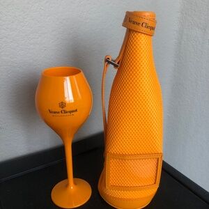 Veuve Clicquot Champagne Glass Acrylic Flute Insulator Cooler Carrier Handle Lot